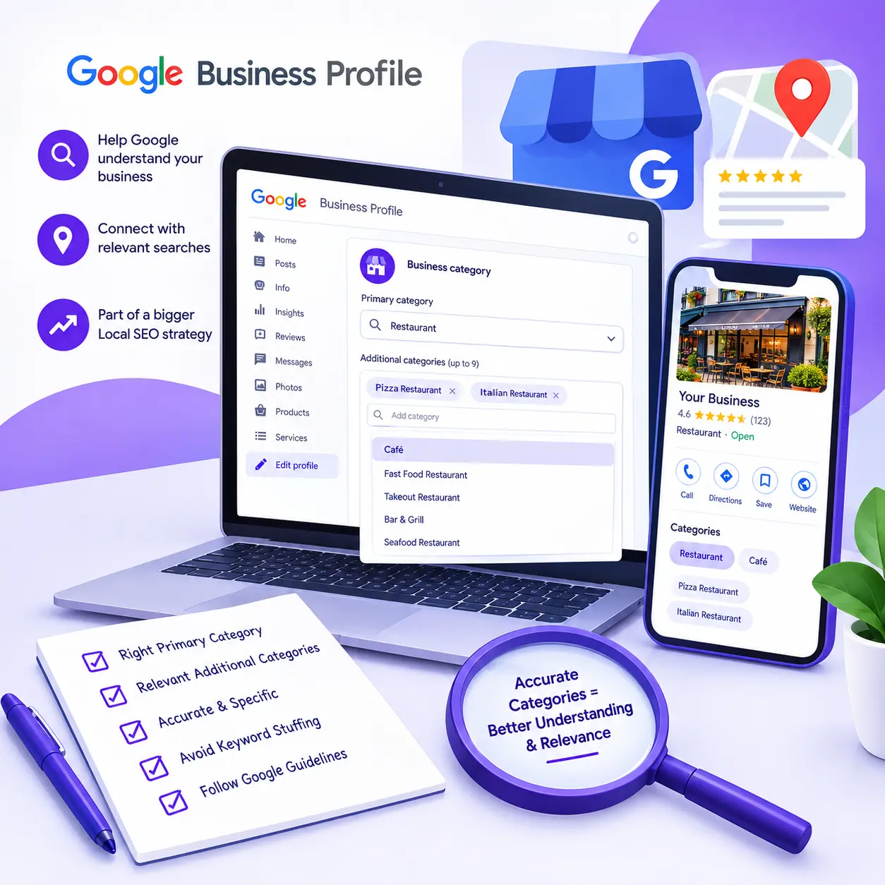 Choosing the right primary and additional Google Business Profile categories